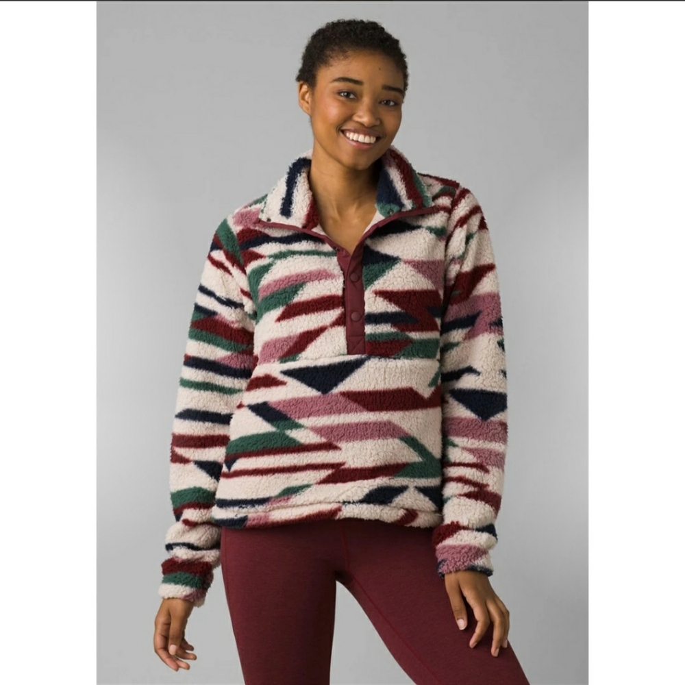 Prana Womens Polar Escape Snap Up Fleece Jacket Size L Sustainable Outdoor Soft